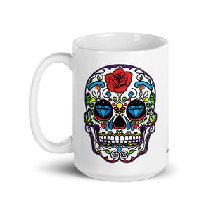 Sugar Skull #1 (Calavera) – Premium White Glossy Ceramic Mug (Printed Both Sides)