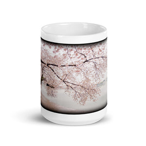 Cherry Blossoms in Washington, DC – White Glossy Ceramic Mug (Wrap Around Print)