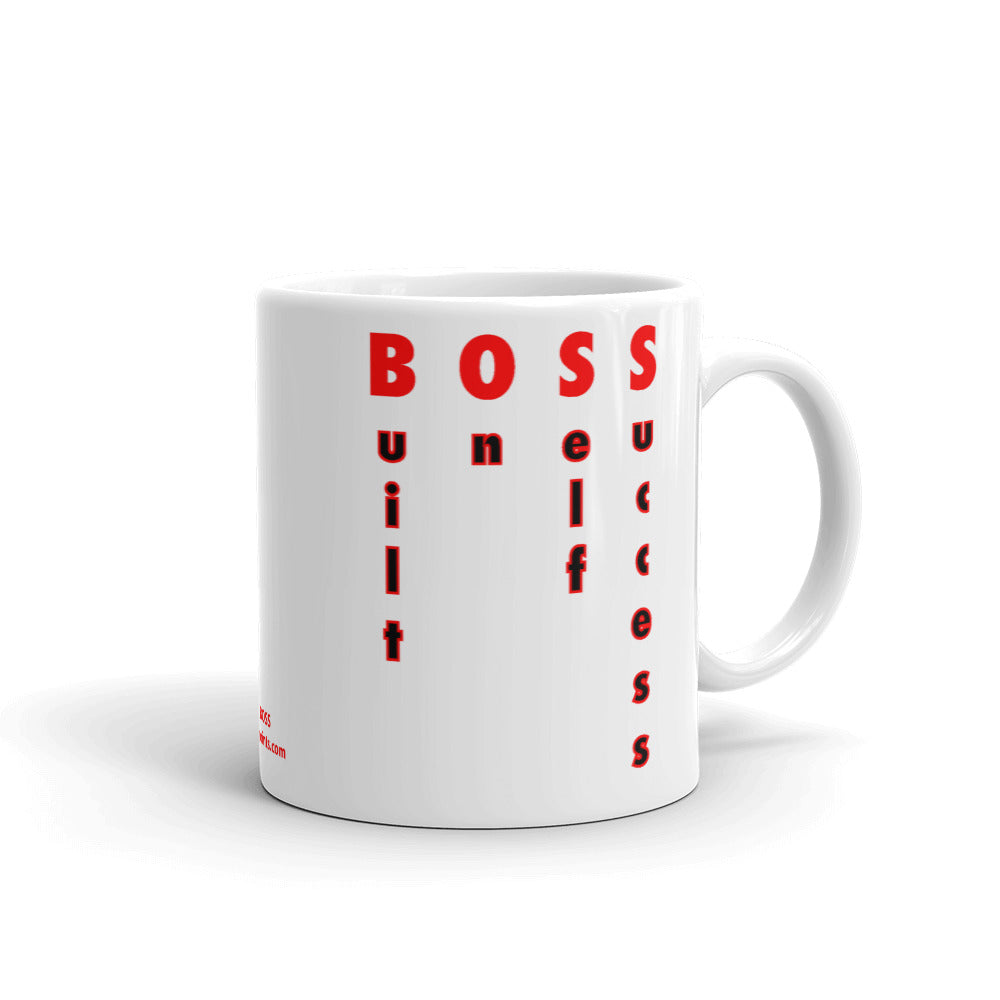 B.O.S.S (Built On Self Success) – White Glossy Ceramic Mug (Printed Both Sides)