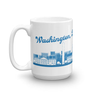 Washington, DC – White Glossy Ceramic Mug (Wrap Around Print)
